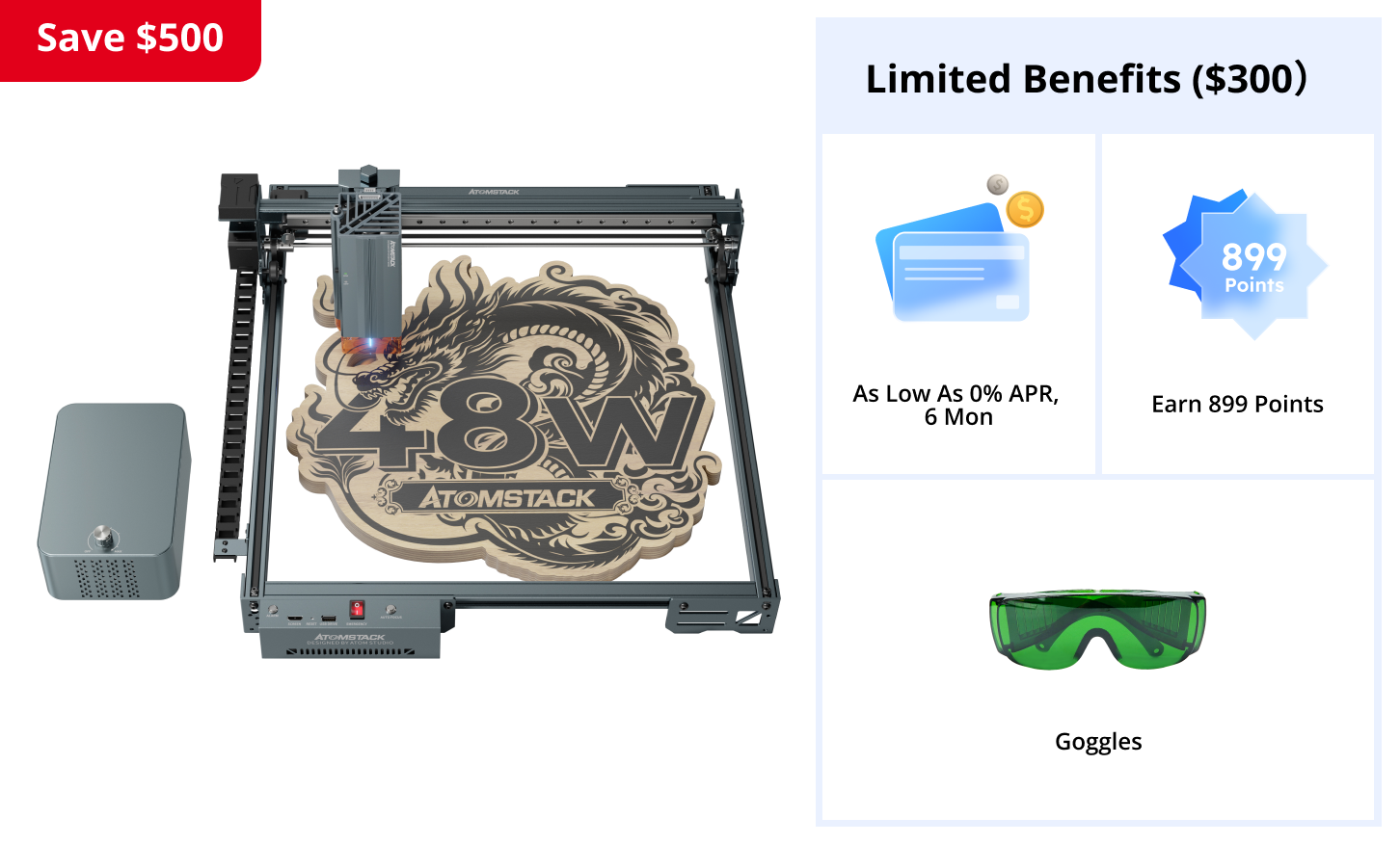 AtomStack A40 Pro V2 Laser Engraver with F60 Air Assist Kit