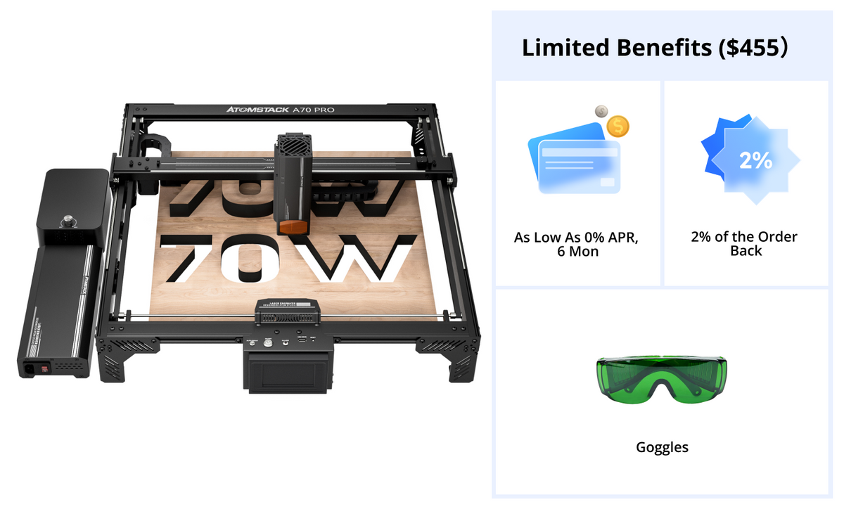 Máquina de corte y grabado láser AtomStack A70 Pro