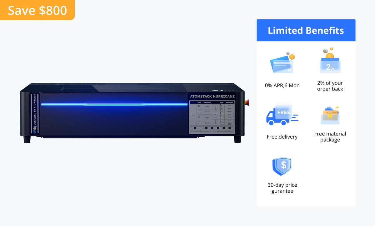 AtomStack Hurricane 55W CO2 Laser Cutter