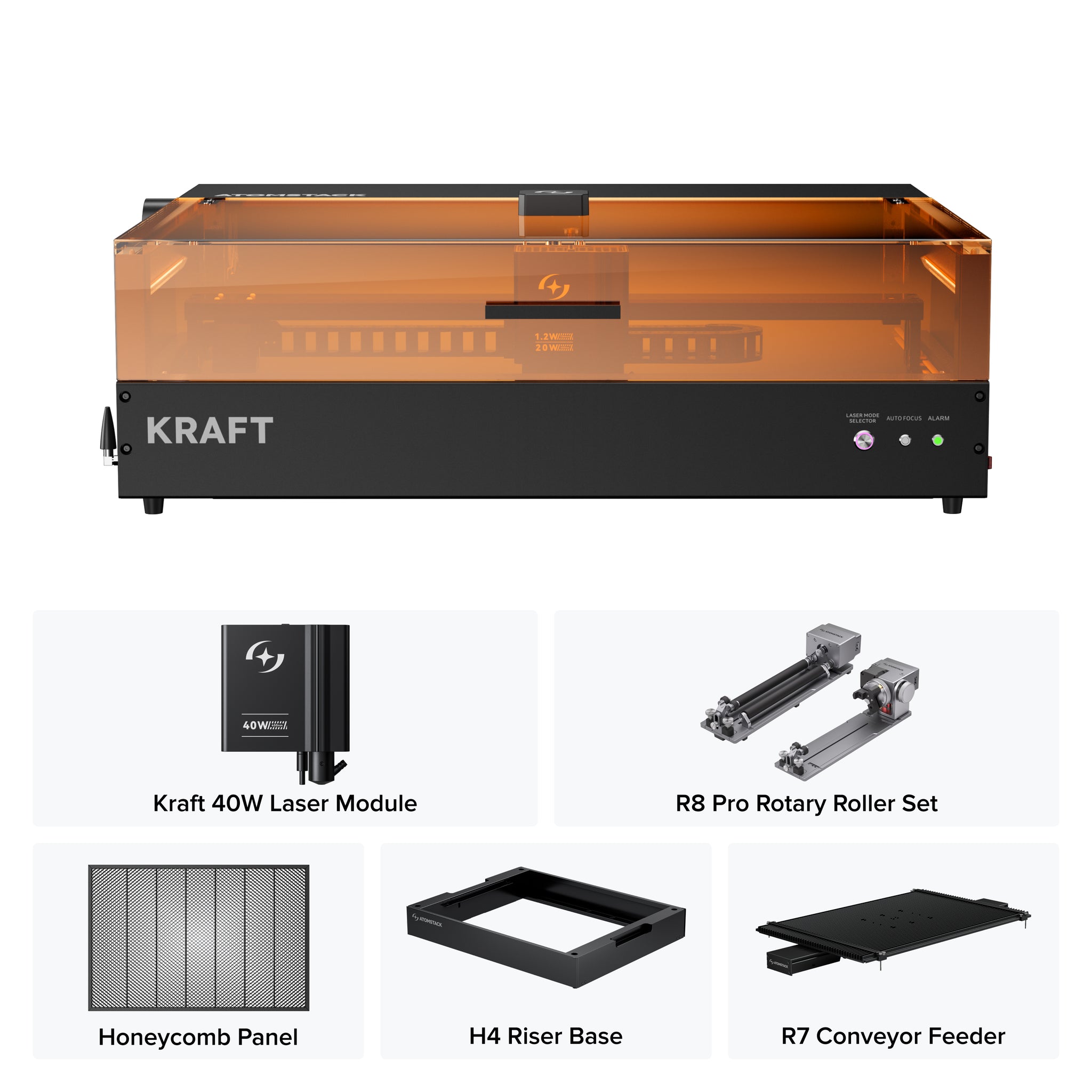 Grabador láser dual AtomStack Kraft, diodo de 20 W + IR de 1,2 W