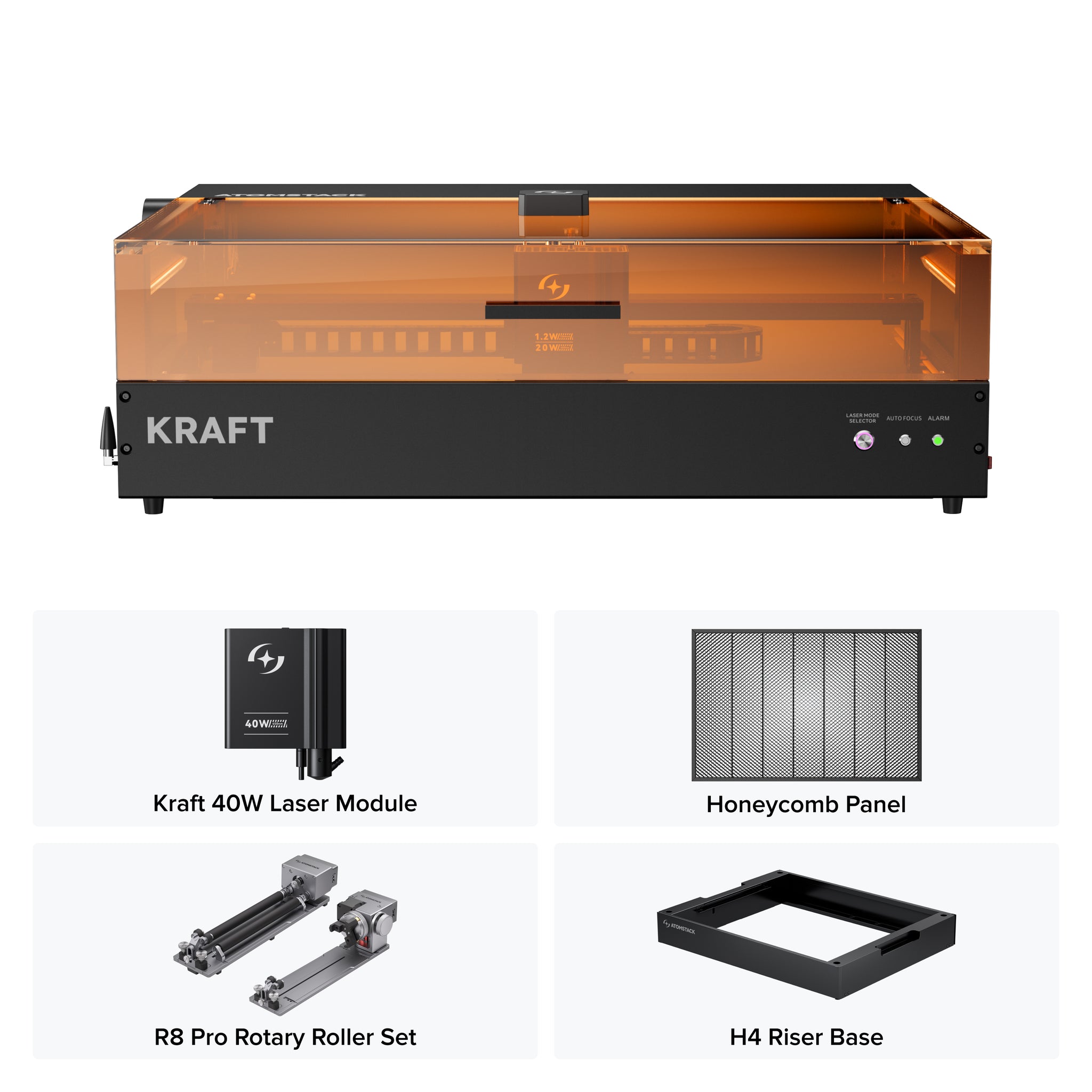 Grabador láser dual AtomStack Kraft, diodo de 20 W + IR de 1,2 W