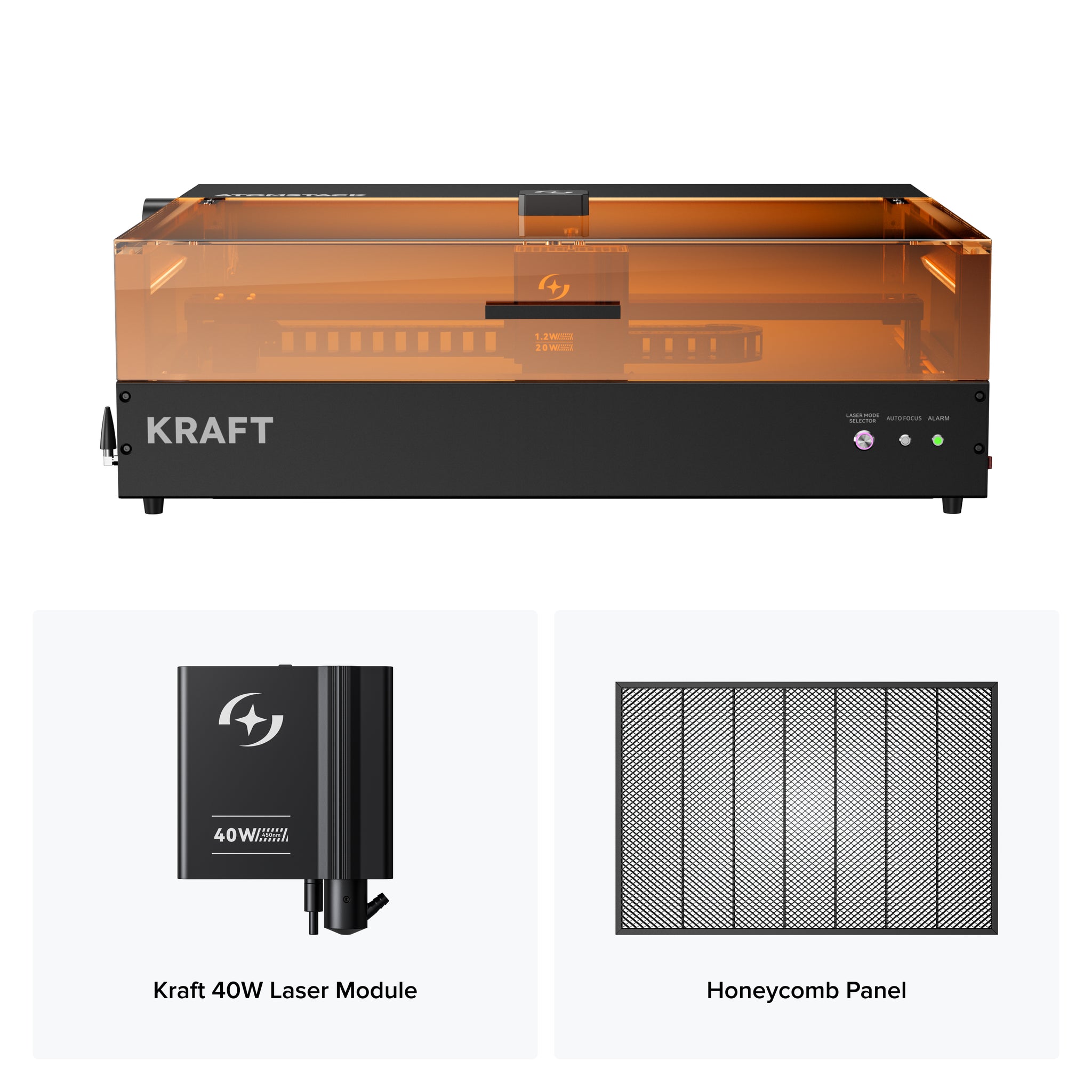 Grabador láser dual AtomStack Kraft, diodo de 20 W + IR de 1,2 W