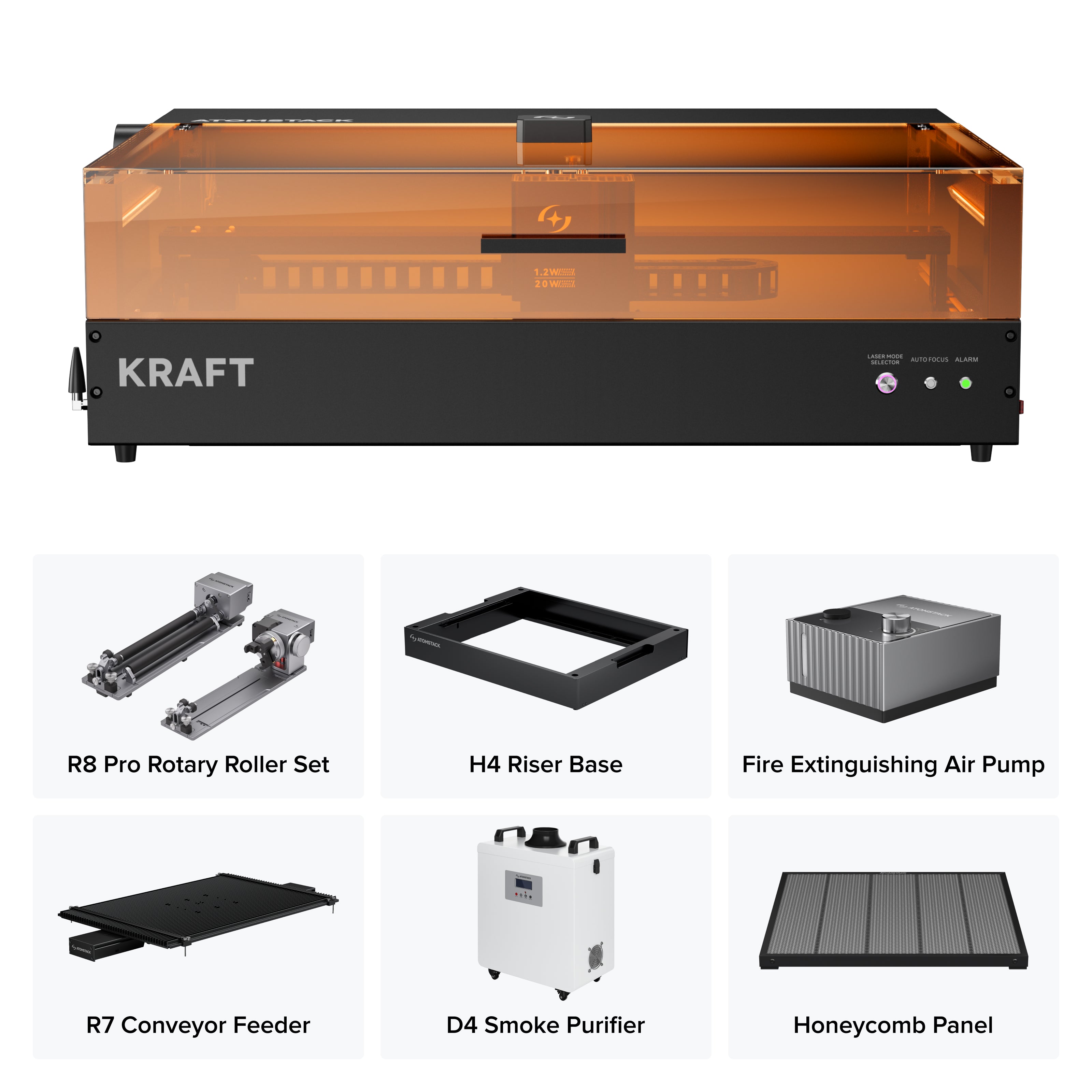AtomStack Kraft Dual-laser Engraver 20W Diode + 1.2W IR