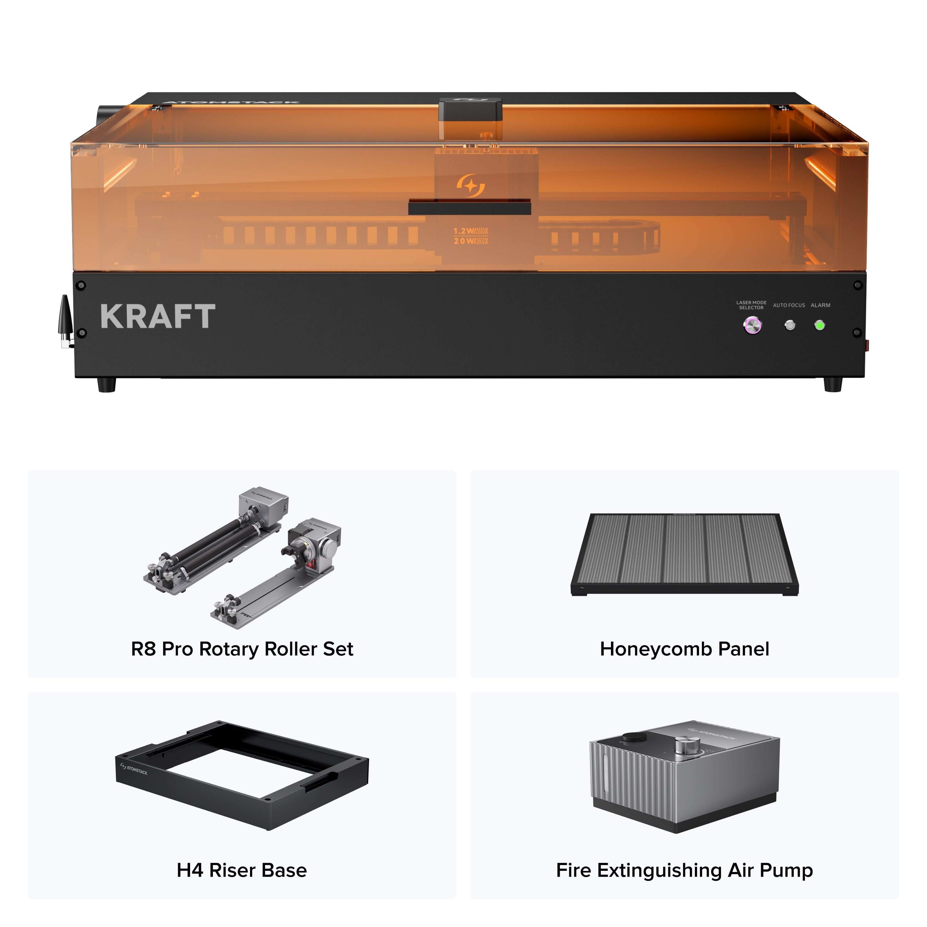 AtomStack Kraft Dual-Lasergravierer 20 W Diode + 1,2 W IR