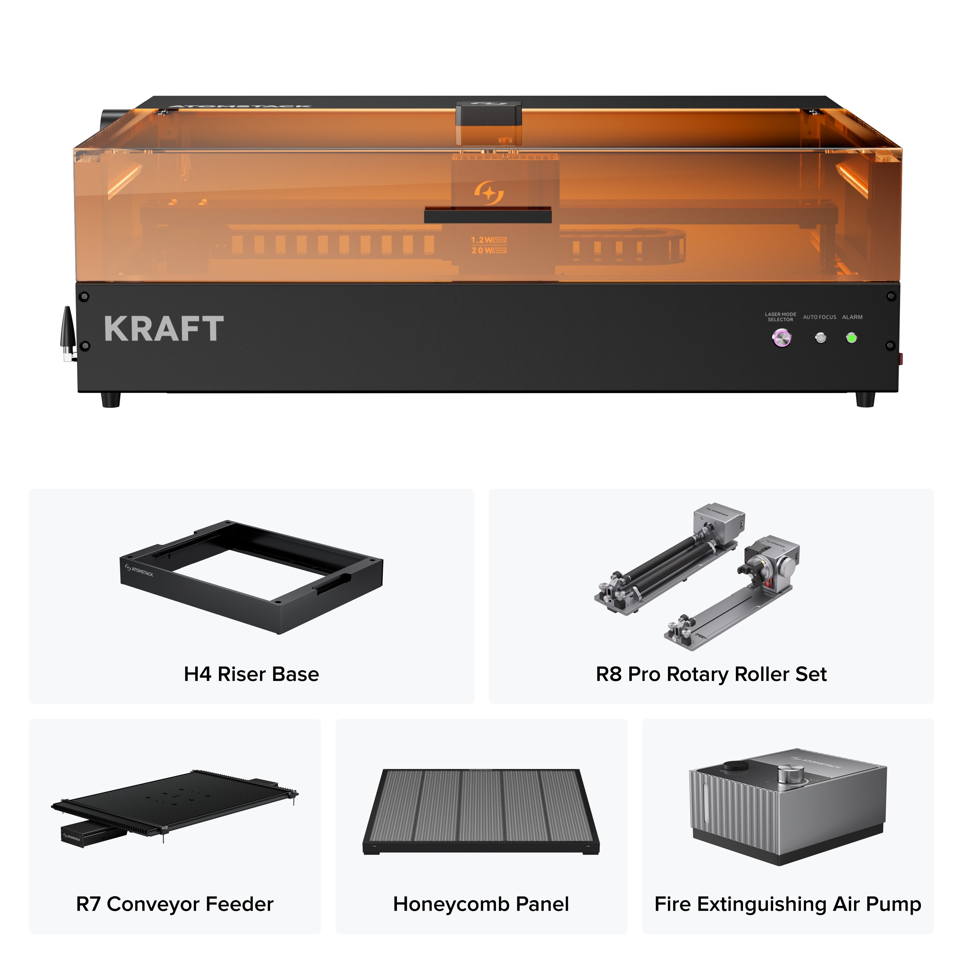 AtomStack Kraft Dual-Lasergravierer 20 W Diode + 1,2 W IR