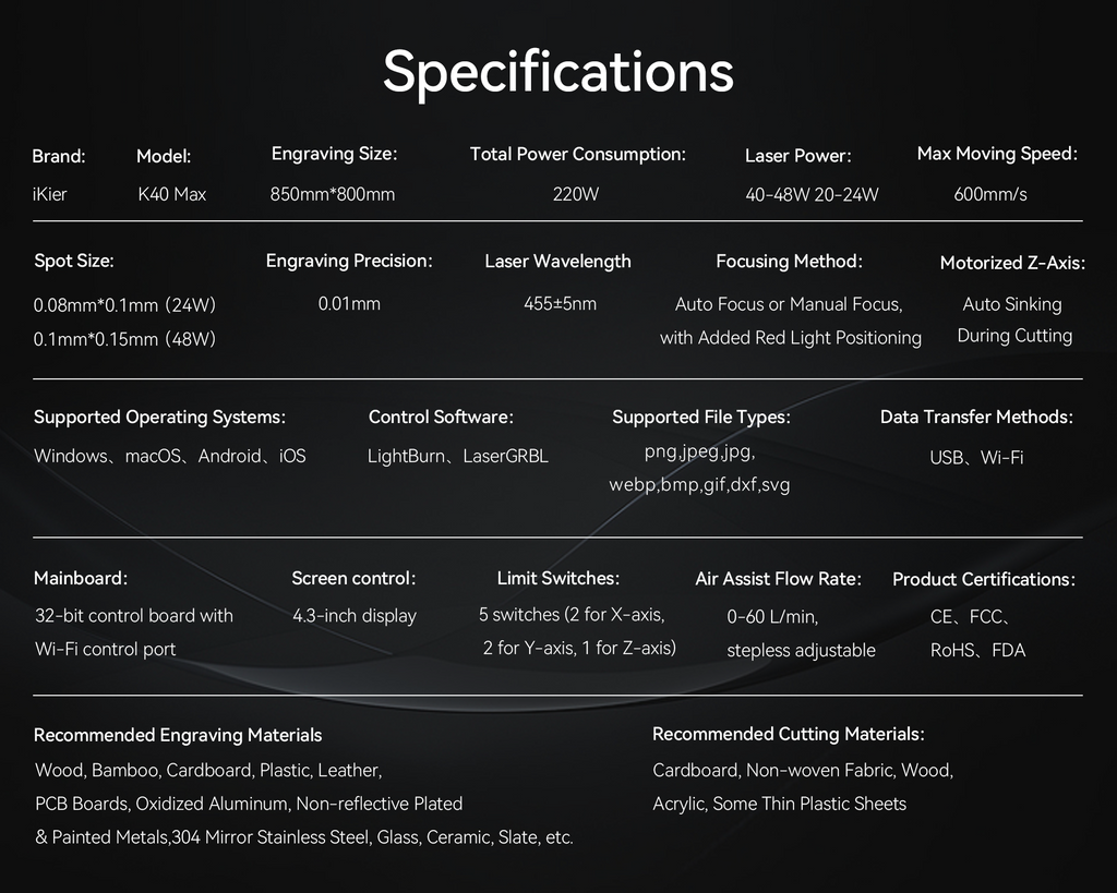 iKier K40 Max Laser Engraver