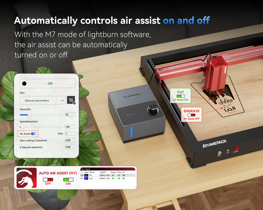 AtomStack F80 Air Assist Set for Laser Engraving and Cutting Machine
