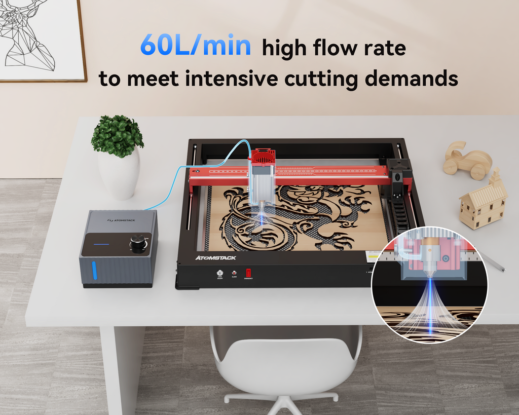 AtomStack F80 Air Assist Set for Laser Engraving and Cutting Machine