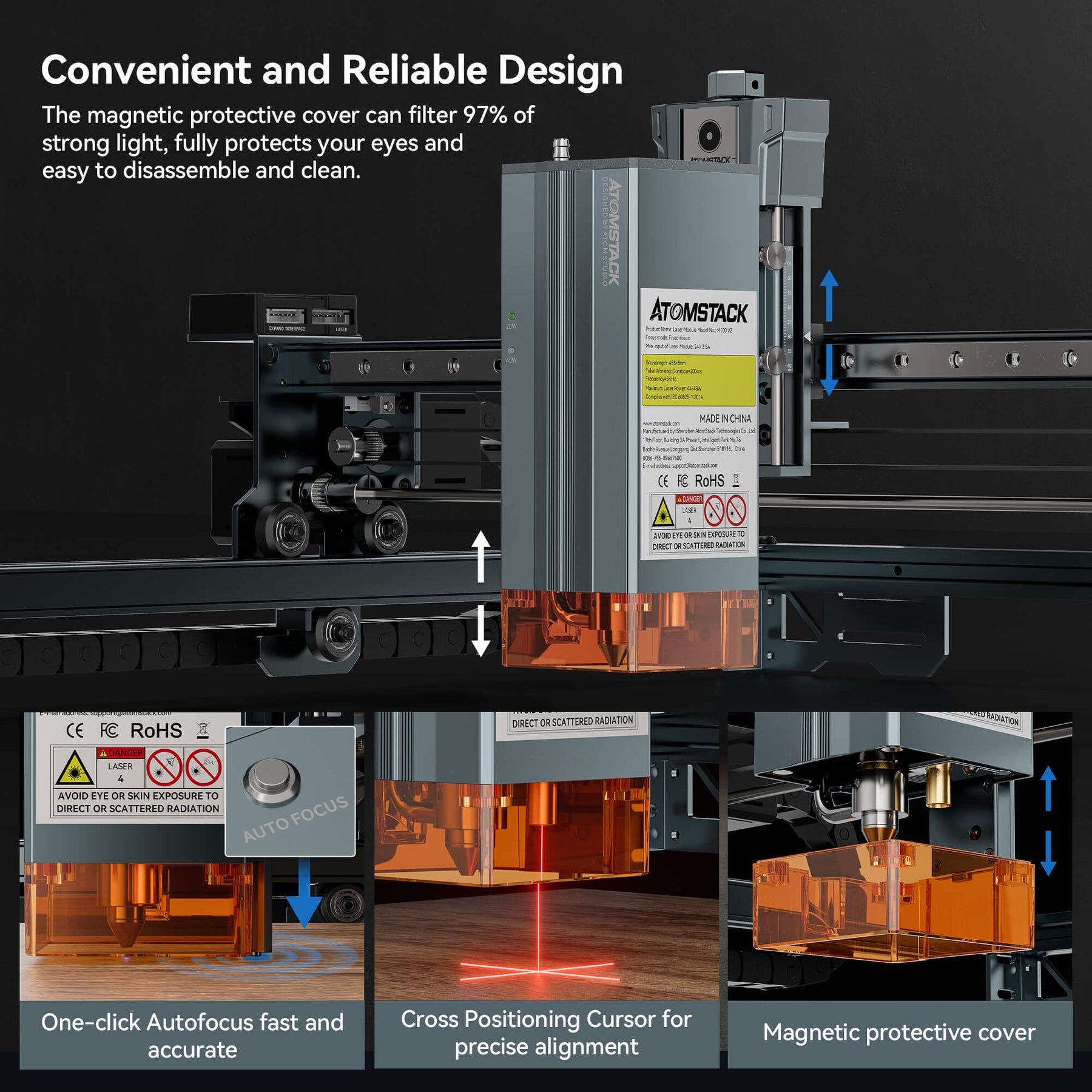 AtomStack A40 Pro V2 Laser Engraver with F60 Air Assist Kit