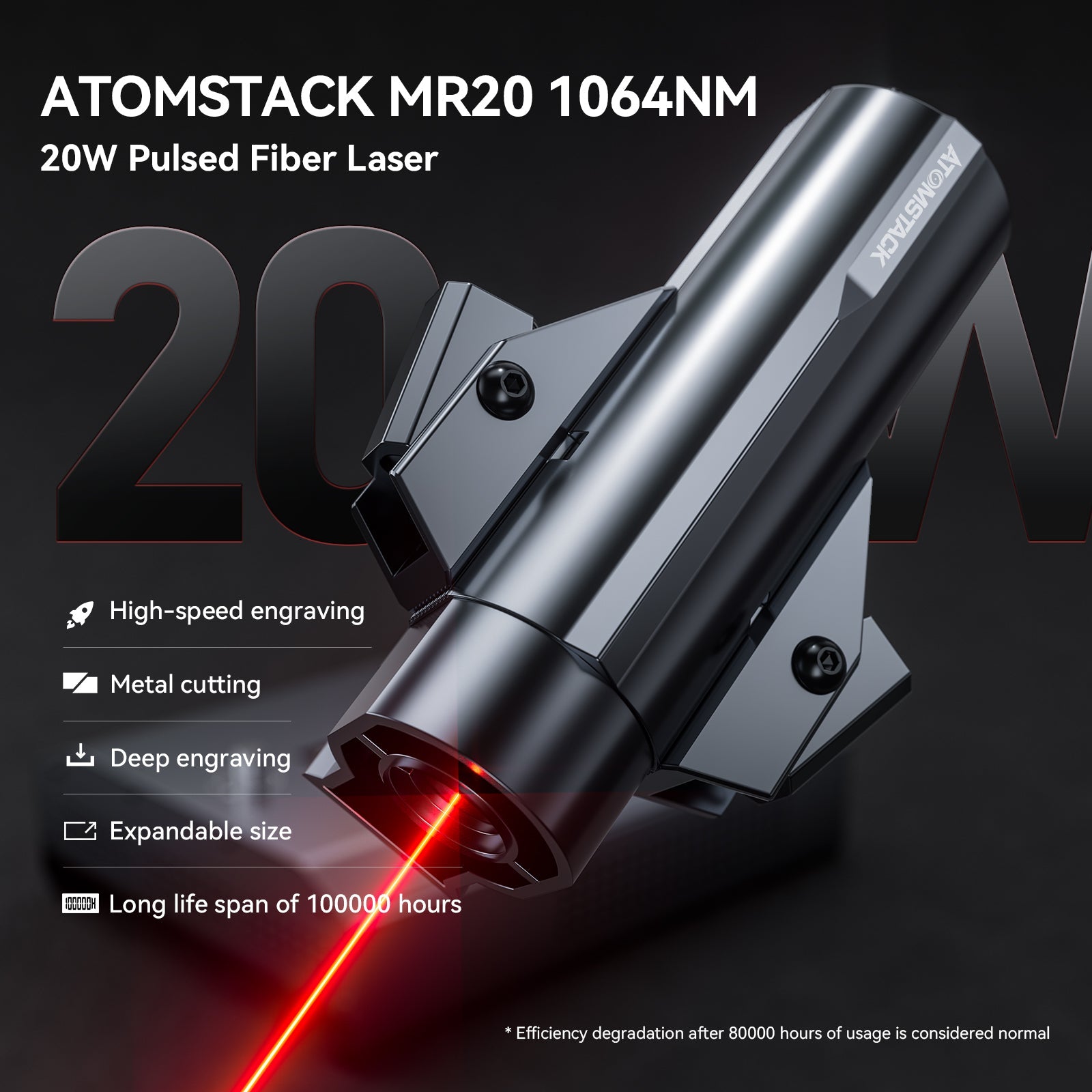 AtomStack MR20 20W 1064nm Pulsed Fiber Laser Module
