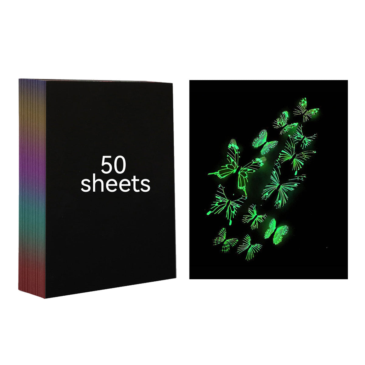 50 Blatt A4 leuchtendes Kratzpapier, fluoreszierendes Kratzpapier, Malpapier, Kunsthandwerk, Geschenke