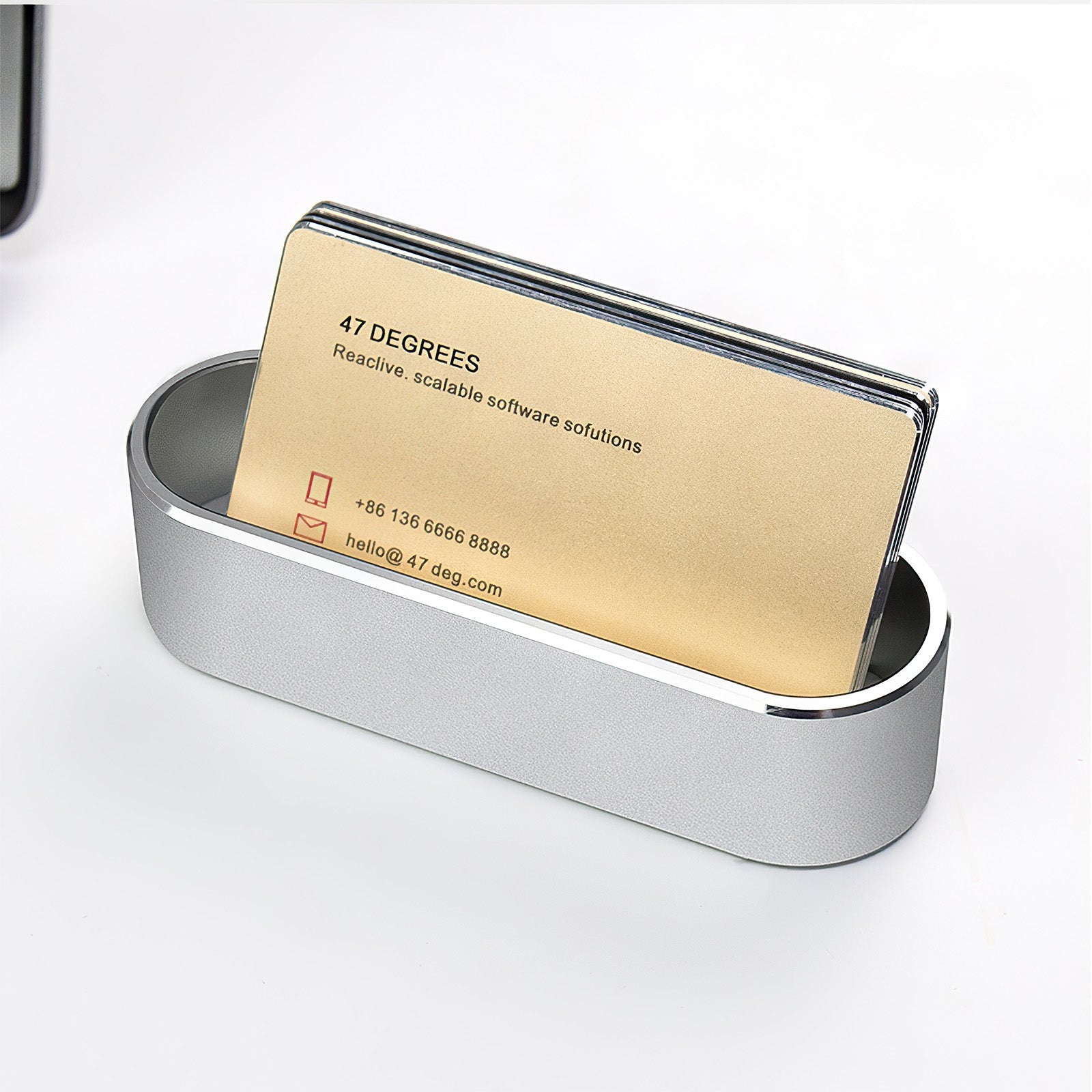 Aluminum Alloy Business Card Holder Office Desktop Business Card Display Stand Organizer