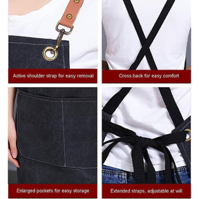 Cotton Canvas Chef Apron Adjustable Strap Cross Back Apron with Pocket