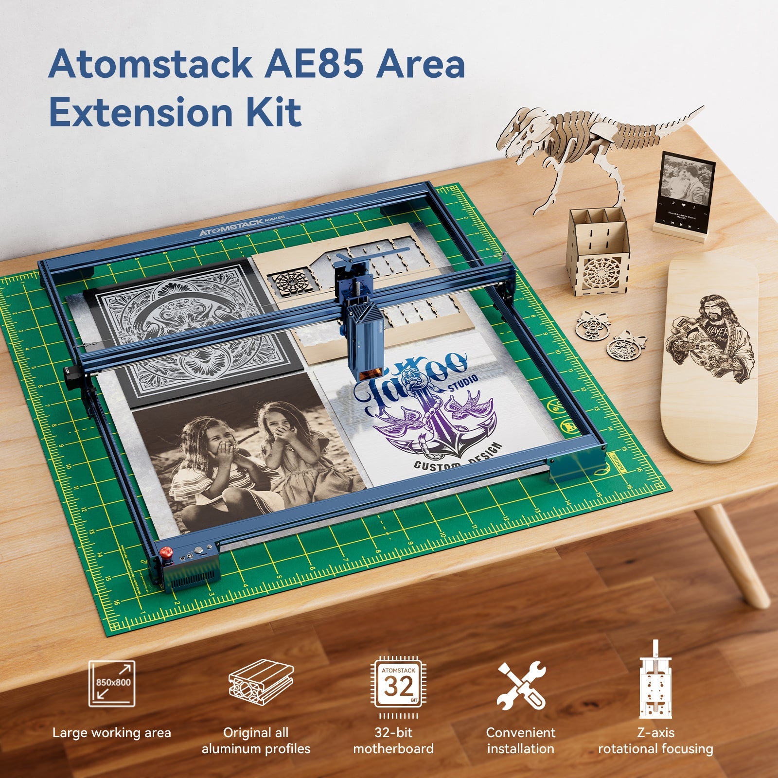 ATOMSTACK Maker AE85 Extra großer Lasergravurbereich, erweitertes Kit 850 x 800