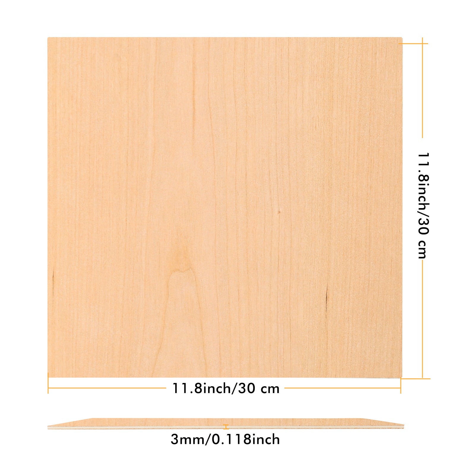 6 Stück Kirschholz-Sperrholz, 12 x 12, unbehandeltes Holz zum Basteln, Lasergravieren, Schneiden, Malen