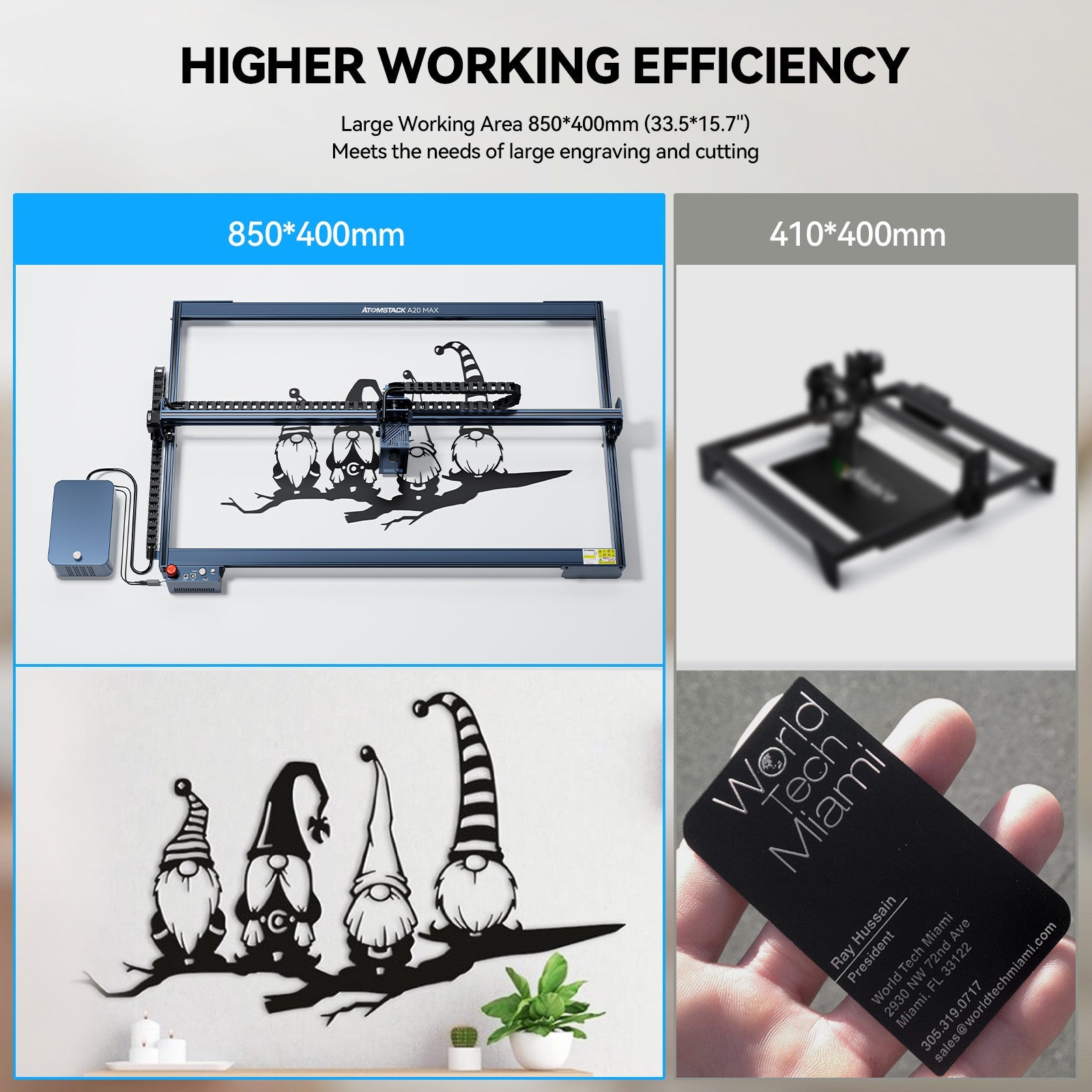 Graveur laser de protection oculaire de grande taille AtomStack A20 Max avec assistance aérienne F60