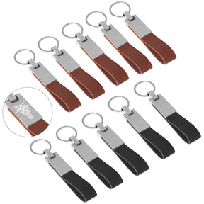 10pcs Personalized Custom Name Leather Tag Keychain Genuine Leather for Men