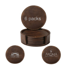Dessous de verre ronds en cuir personnalisés de 3.94 pouces, 6 pièces, avec support