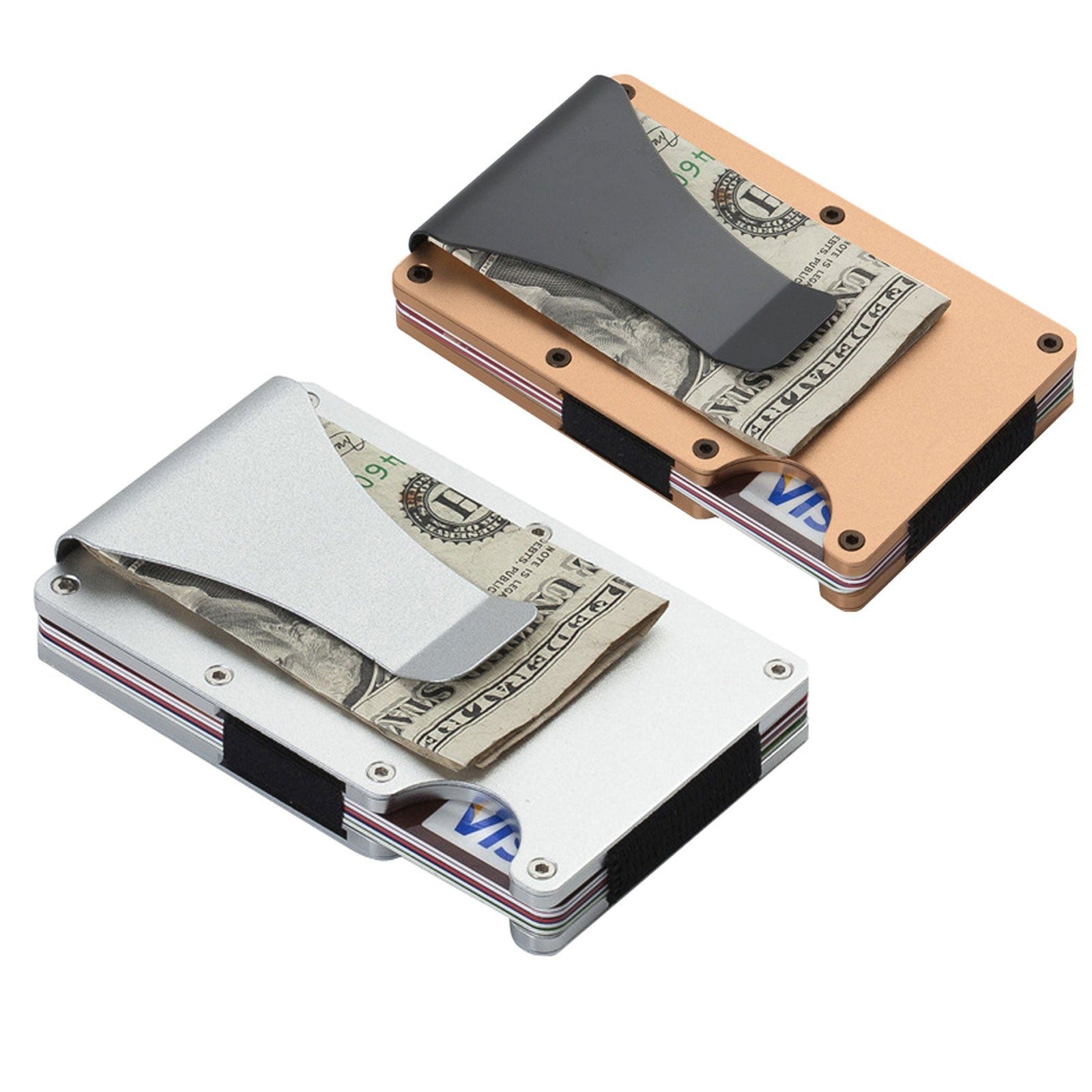 RFID Carbon Fiber Wallets for Men - Minimalist Aluminum Metal Money Clip  Wallet - 5 Colors Available (Pink)