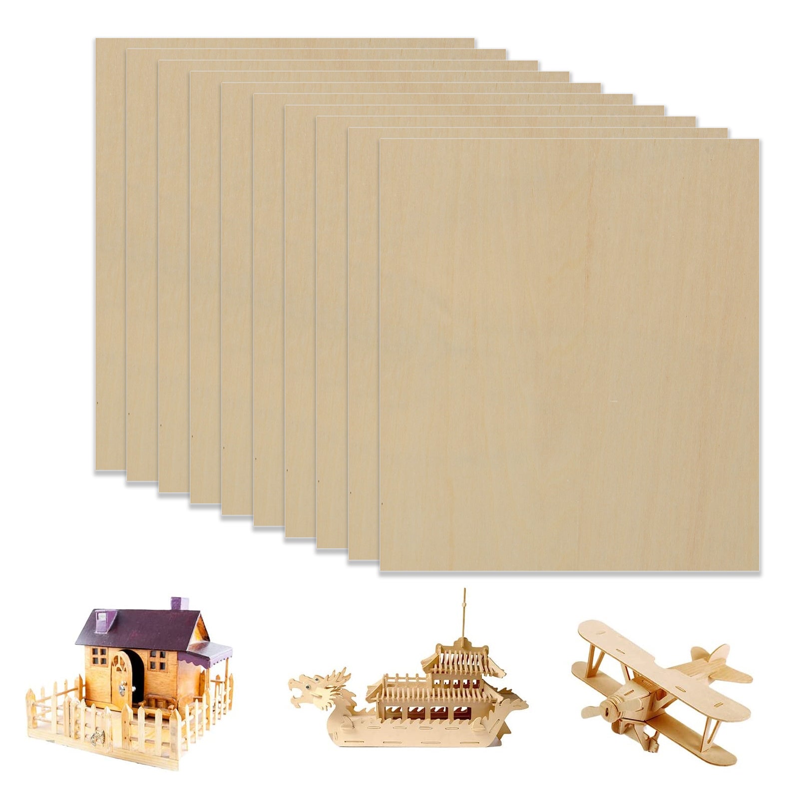 10 Stück A4-Sperrholzplatten, 3 mm Dicke (+/- 0,2 mm), Lindenholz-Sperrholz, 21 x 29,7 x 0,3 cm, zum Gravieren