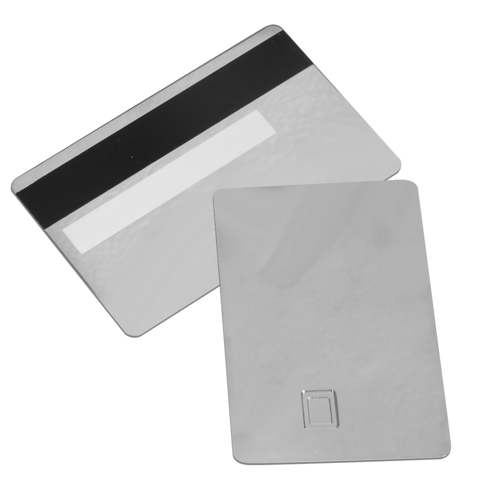 Carte de crédit vierge en acier inoxydable/laiton, métal mat, fente pour puce 4442 avec bande magnétique HiCo 3 pistes, 2 pièces