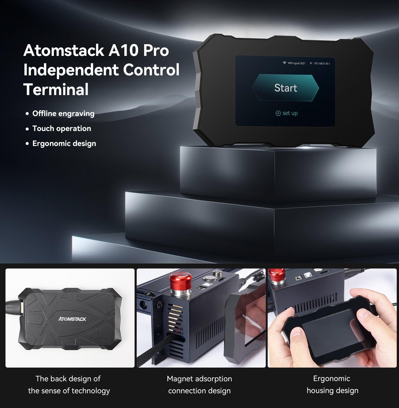 Système d'assistance pneumatique automatique ATOMSTACK AIC1 + écran du terminal de contrôle hors ligne