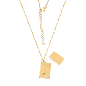Collier avec lettres d'amour en forme d'enveloppe, 2 pièces, pour femmes et hommes, pendentif médaillon gravé en acier inoxydable, cadeau