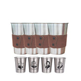 4 Packs 500ML Stainless Steel Cup Personalized Tumbler with Leather Case for Laser Engraving