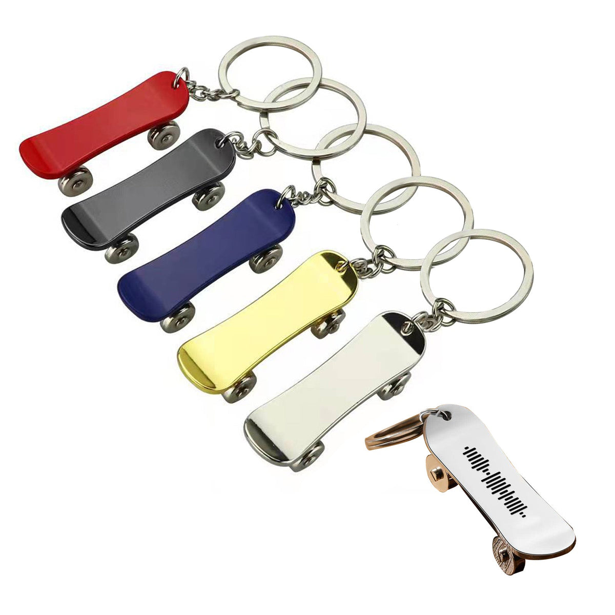 10pcs Multicolor Personalized Skateboard Keychain Engraved Birthday Gift for Women Men Couples