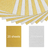 40 feuilles de papier cartonné pailleté or argent A4 papier pailleté auto-adhésif 250 g/m² pour l'artisanat