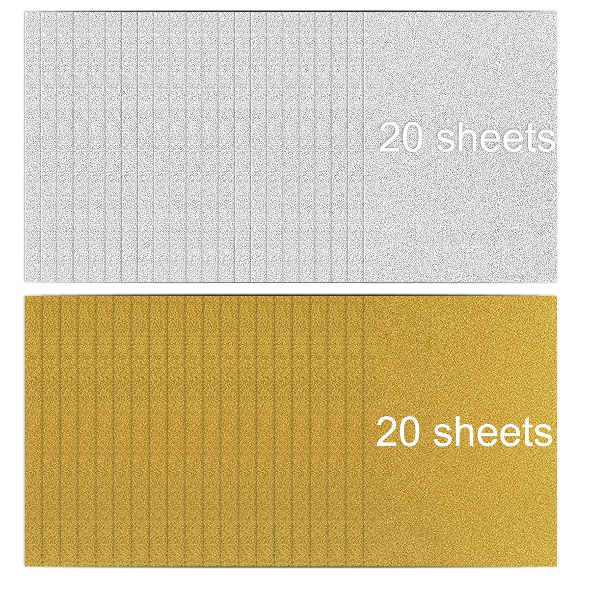 40 Blatt Gold-Silber-Glitzer-Kartonpapier, A4, selbstklebendes Glitzerpapier, 250 g/m², zum Basteln